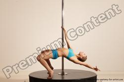 Underwear Gymnastic poses Woman White Moving poses Slim long blond Dynamic poses Academic